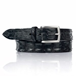 Exclusieve Riccamente Zwarte Croco leren riem, Silver Buckle, Sicily Black Edition