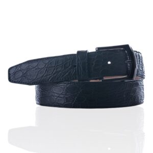 Exclusieve Riccamente Croco leren riem, Gunmetal buckle, Tokio Zwart