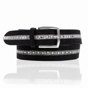 Exclusieve Riccamente Pijlstaartrog leren riem Zwart, Special Edition