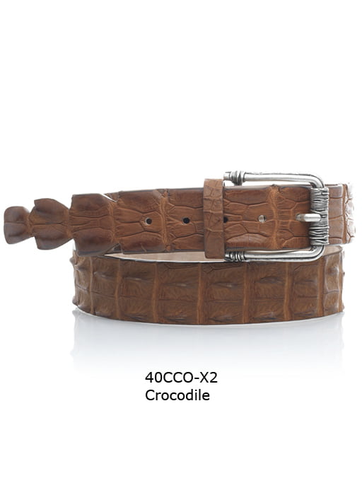 Crocodile belt in blue, black, cognac, brown and grey.
