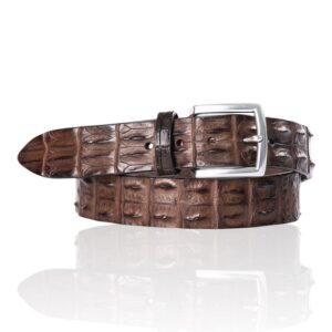 Croco leather belt, brown