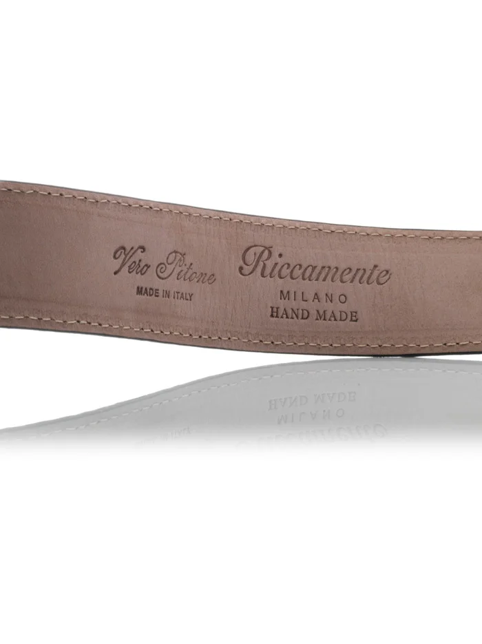 Python leren dames riem, jeans blauw, naturel