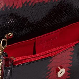 Alternative view of Python leather bag, clutch, black, red