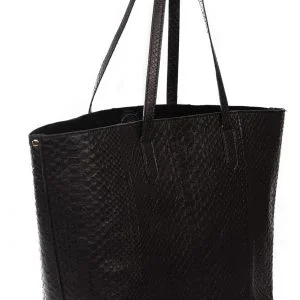 Python leather bag, shopper bag, black