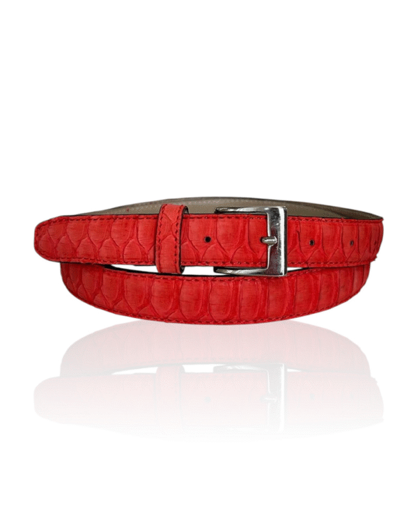 Mooie Python leren riem Riccamente Monaco Rood 2.5 cm breed