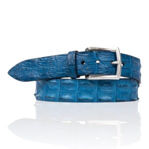 Croco leather belt, sky blue