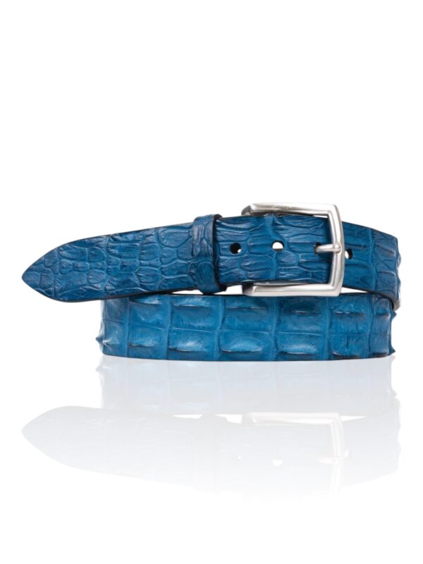 Kroko leren riem Bella blauw