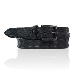 Exclusieve Riccamente Zwarte Croco leren riem, Gunmetal Black buckle, Black Edition