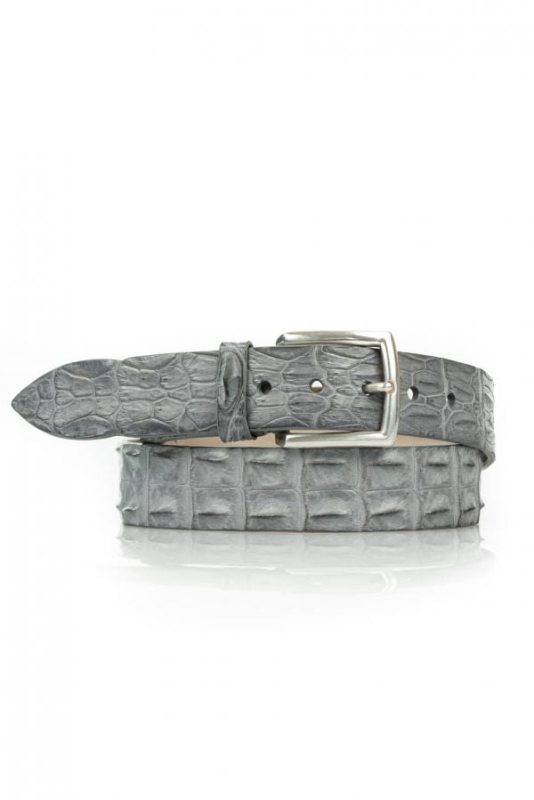 Exclusieve Ambachtelijke Croco leren riem Riccamente Nardi grijs