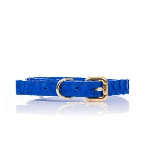 Luxe Riccamente Hondenriem met halsband, Python leer, Poedel blauw