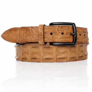 Exclusieve Ambachtelijke Riccamente Croco leren riem, Panamera Cognac, Gunmetal Black buckle