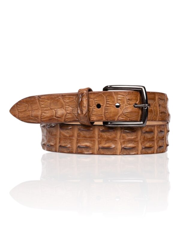 Croco leren riem, Black Panamera Cognac