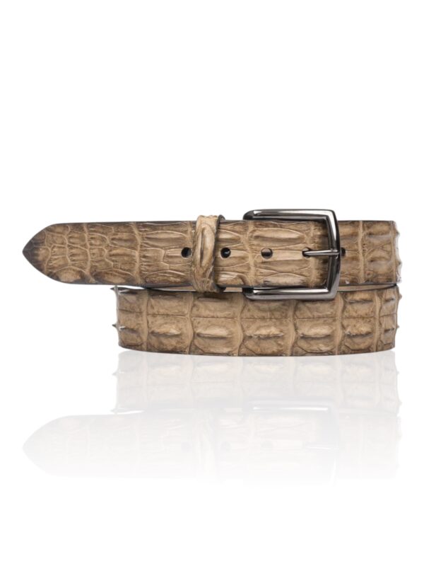 Croco leren riem Gun metal black Cappuccino taupe