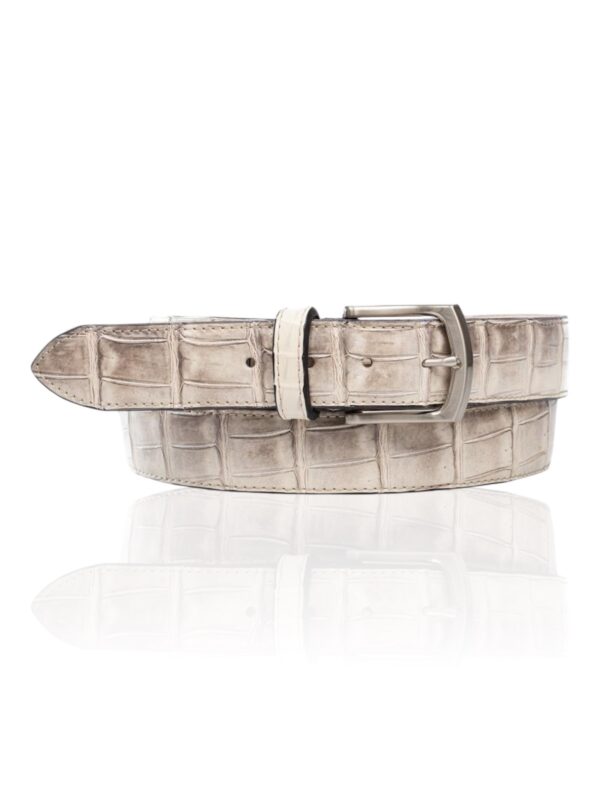 Croco leren riem Himalayan taupe