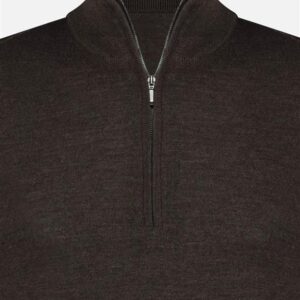 Alternative view of Riccamente Italiaanse Cashmere, Zijde Merino trui, halve rits,  Napoli Bruin