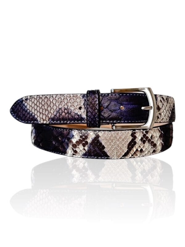 Snake leren riem Mancini blauw wit