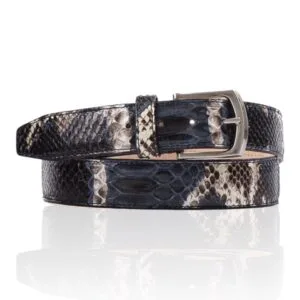 Python leather belt blue, natural