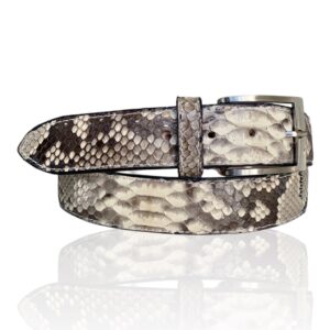Mooie Python leren riem Riccamente Creme, beige met zwart