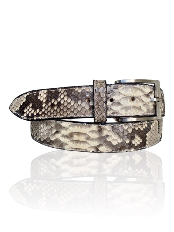 Mooie Python leren riem Riccamente Creme, beige met zwart