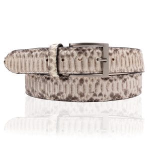 Mooie Riccamente Python leren riem, Panamera Creme, Bruin, Wit