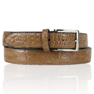 Mooie Riccamente Croco leren riem, Sorrento taupe bruin, camel