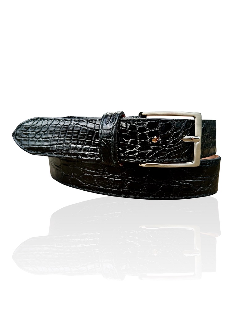 Exclusieve Riccamente Croco leren riem Venum Glossy zwart