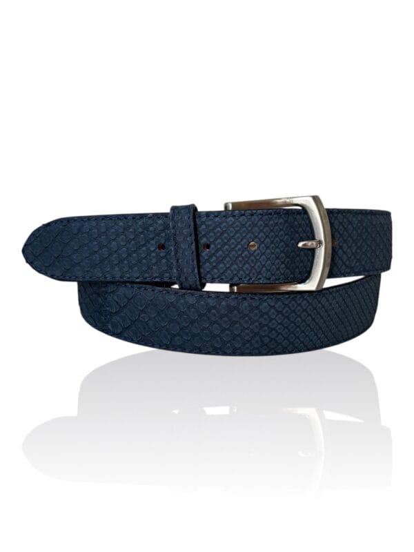 Python leren riem nubuck Monaco blauw
