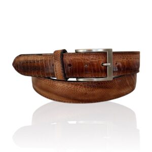Ostrich leren Riccamente riem Special Struzzo Cognac, Bruin