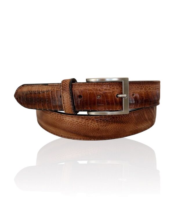 Ostrich leren Riccamente riem Special Struzzo Cognac, Bruin