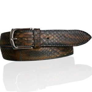 Exclusieve Riccamente Python leren riem, Japandi Bruin met Camello