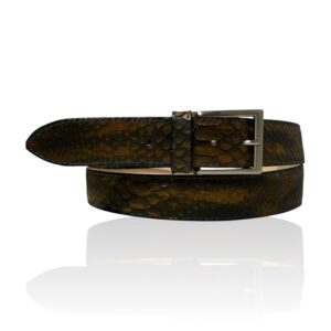 Exclusieve Riccamente Python leren riem, Japandi Bruin met Camello