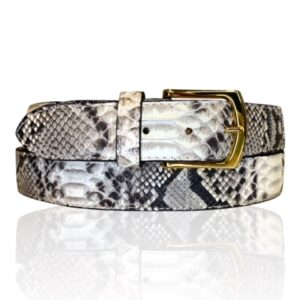 Mooie Python leren riem Riccamente Milano zwart wit Gold