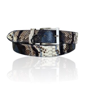 Premium Riccamente Slangenleren riem Milano zwart wit blauw