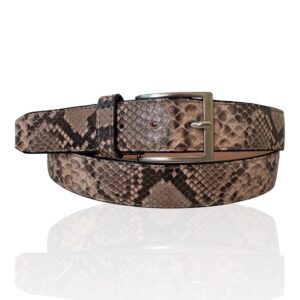First Class Riccamente Python leren riem, Belezza beige, bruin