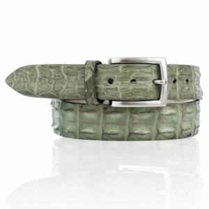 Exclusieve Ambachtelijke Riccamente Croco leren riem, Zilveren gesp, Bonsai Groen