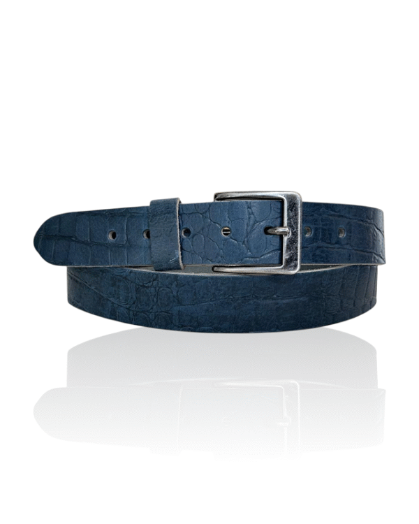 Mooie Italiaanse Croco Leren riem, Riccamente jeans blauw Ook grote maten