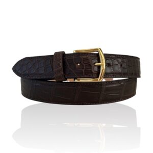 Exclusieve Riccamente Croco lederen riem Risotto Bruin, Ook grote maten, Gouden gesp