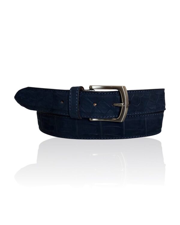 Exclusieve Riccamente Croco Nubuck lederen riem Bellagio donkerblauw