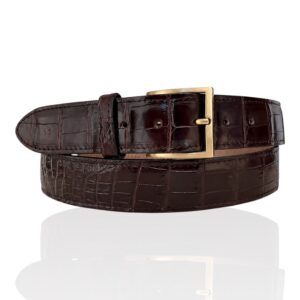 Exclusieve Riccamente Croco lederen riem Risotto Bruin, Ook grote maten, Gouden gesp