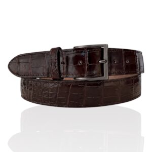 Exclusieve Riccamente Croco lederen riem Risotto Bruin, Ook grote maten, Gunmetal gesp