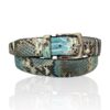 Premium Riccamente Python leren riem Formentera Turquoise Blauw Wit
