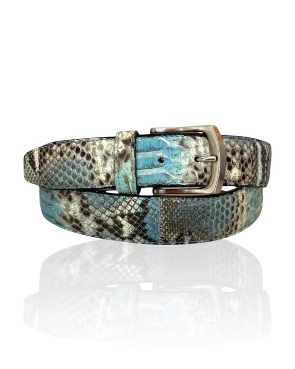 Premium Riccamente Python leren riem Formentera Turquoise Blauw Wit