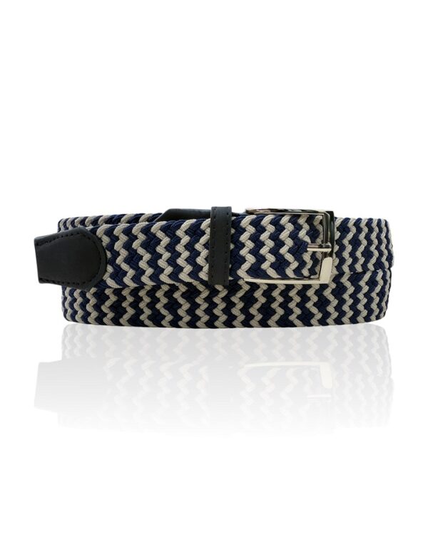 Elastische, stretch riem Riccamente Blauw, Wit