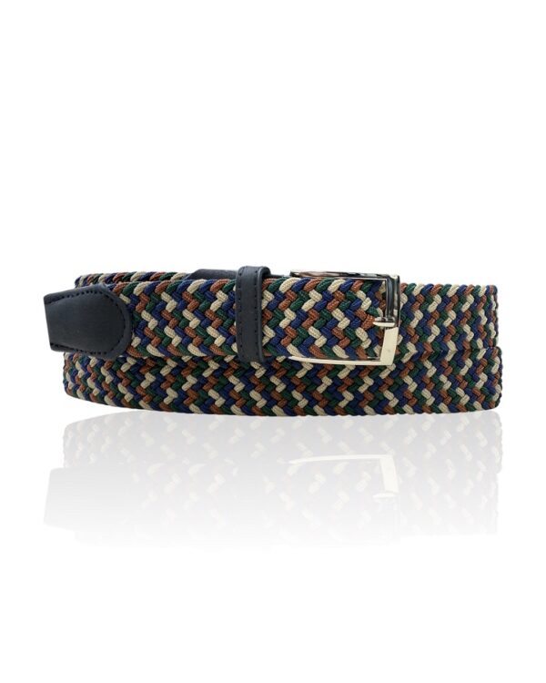 Elastische, stretch riem, Riccamente Bruin, Camel, Blauw, Groen