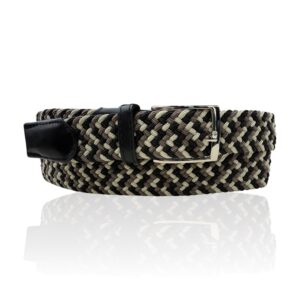 Elastische, stretch riem, Riccamente Zwart, Taupe, Beige