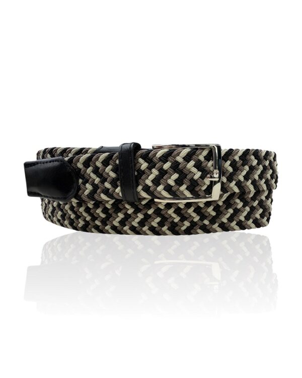 Elastische, stretch riem, Riccamente Zwart, Taupe, Beige