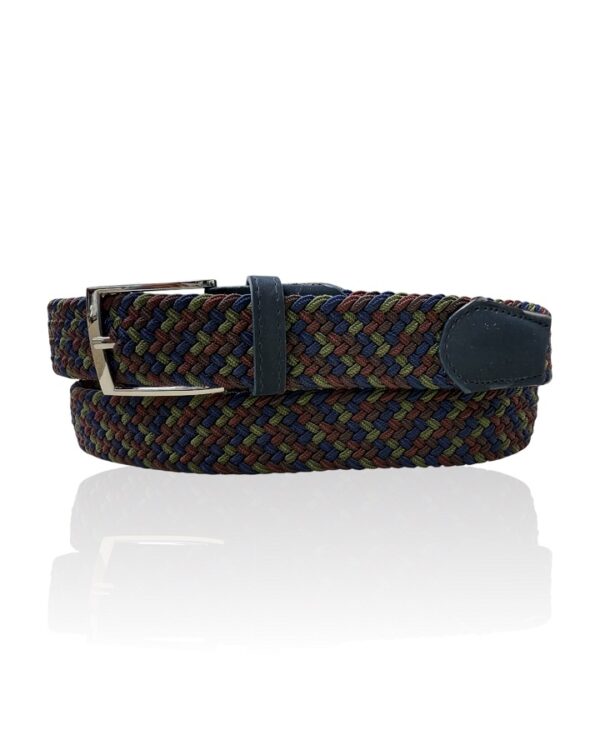 Elastische, stretch riem, Riccamente Groen, Bruin, Blauw