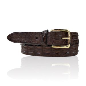 Luxe Croco Leren riem, Gold buckle, Riccamente Baretta Bruin Italiaans Design