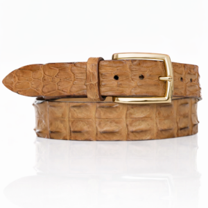Exclusieve Riccamente Croco leren riem, Panamera Cognac, licht Gouden gesp