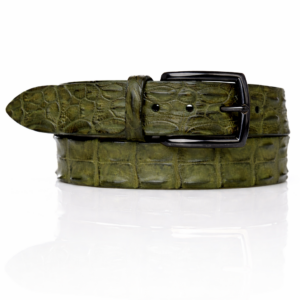 Exclusieve Riccamente Croco leren riem, Amante Groen met Gunmetal gesp